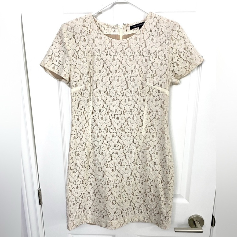 NWOT - Ivory Lace Short Sleeve Mini Dress